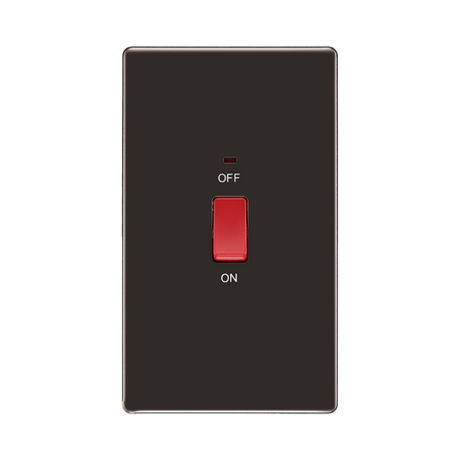 Front view of BG Nexus Screwless Black Nickel 45A Cooker Switch