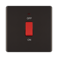 Front view of BG Nexus Screwless Black Nickel 45A Cooker Switch