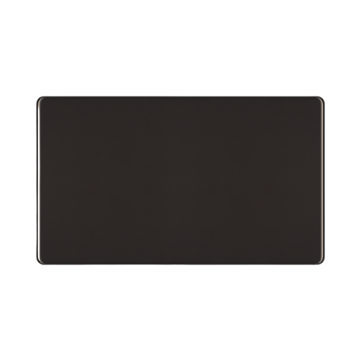 Front view of BG Nexus Screwless Black Nickel Double Blank Plate