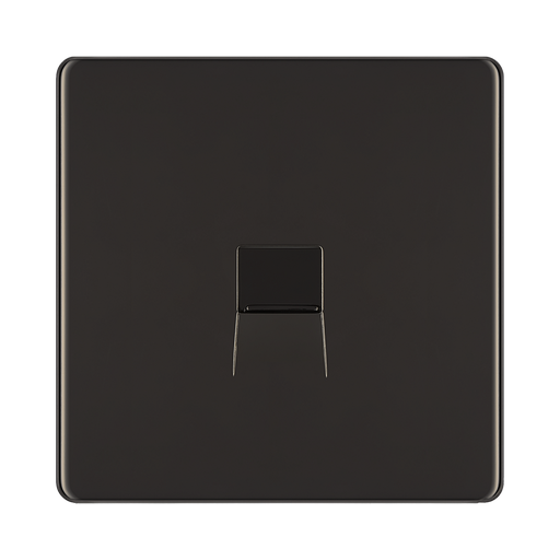 Front view of BG Nexus Screwless Black Nickel Secondary Telephone Socket