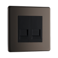 Front view of BG Nexus Screwless Black Nickel Double Secondary Telephone Socket FBNBTS2B