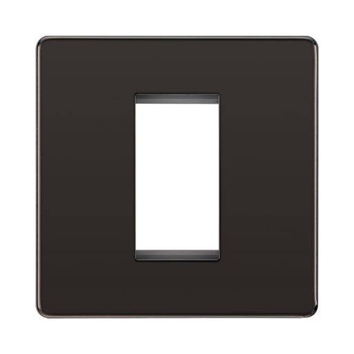 Front view of BG Nexus Screwless Black Nickel 1G Euro Plate