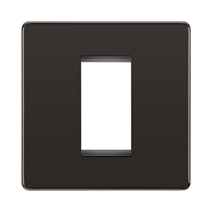 Front view of BG Nexus Screwless Black Nickel 1G Euro Plate