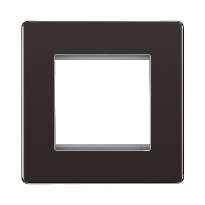 Front view of BG Nexus Screwless Black Nickel 2G Euro Plate