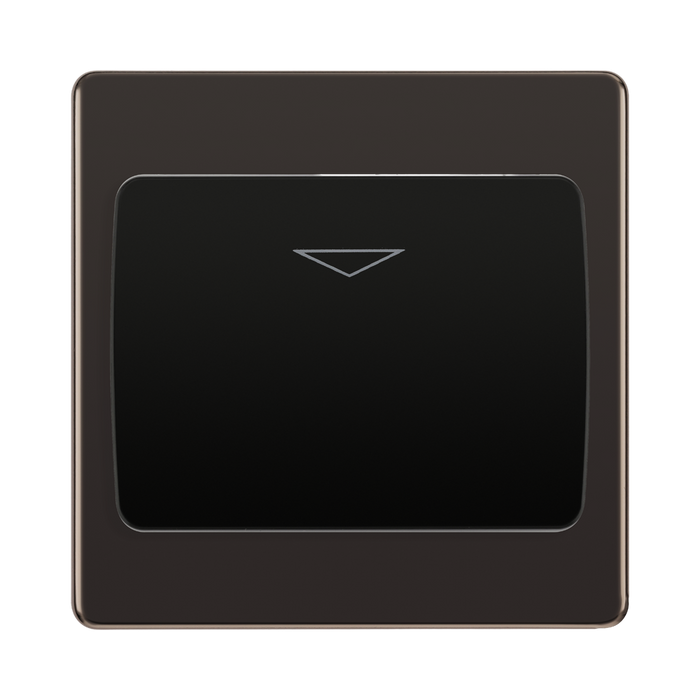 Front view of BG Nexus Screwless Black Nickel Hotel Key Card Switch