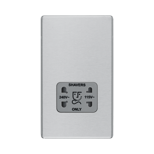 Front view of BG Nexus Screwless Brushed Steel Shaver Socket
