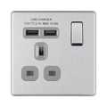 BG Nexus Screwless Brushed Steel 13A Single USB Socket FBS21U2G
