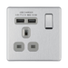 BG Nexus Screwless Brushed Steel 13A Single USB Socket FBS21U2G