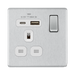 Front view of BG Nexus Screwless Brushed Steel 13A Single USB A+C 18W Socket