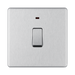 Front view of BG Nexus Screwless Brushed Steel 20A Double Pole Switch with Neon