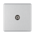 Front view of BG Nexus Screwless Brushed Steel Co-axial Socket