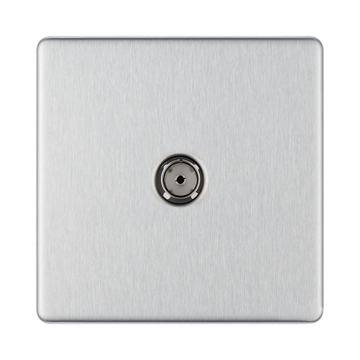 Front view of BG Nexus Screwless Brushed Steel Co-axial Socket