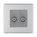 BG Nexus Screwless Brushed Steel Double Satellite Socket FBS642G
