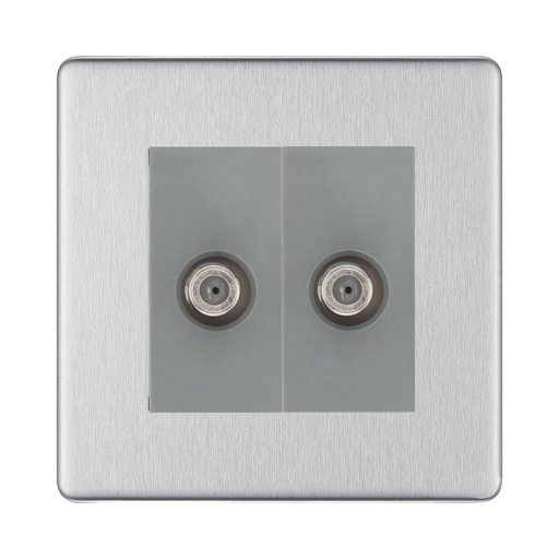 BG Nexus Screwless Brushed Steel Double Satellite Socket FBS642G