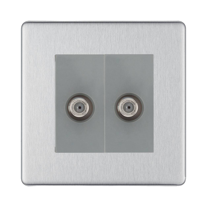 BG Nexus Screwless Brushed Steel Double Satellite Socket FBS642G