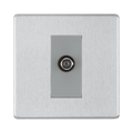 Front view of BG Nexus Screwless Brushed Steel Satellite Socket FBS64G