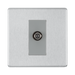 Front view of BG Nexus Screwless Brushed Steel Satellite Socket FBS64G