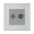 Front view of BG Nexus Screwless Brushed Steel TV & Satellite Socket FBS65G