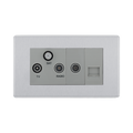 Front view of BG Nexus Screwless Brushed Steel Combination TV Socket FBS68G