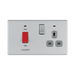 Front view of BG Nexus Screwless Brushed Steel Cooker Switch with 13A Socket