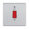 Front view of BG Nexus Screwless Brushed Steel 45A Cooker Switch