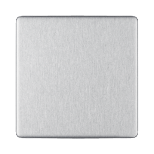 Front view of BG Nexus Screwless Brushed Steel Single Blank Plate