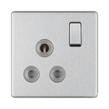 Front view of BG Nexus Screwless Brushed Steel 15A Switched Socket