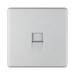 Front view of BG Nexus Screwless Brushed Steel Master Telephone Socket