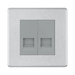 Front view of BG Nexus Screwless Brushed Steel Double Master Telephone Socket