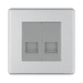 Front view of BG Nexus Screwless Brushed Steel Double Secondary Telephone Socket