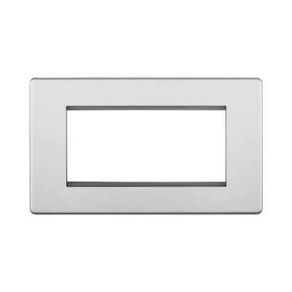 BG Nexus Screwless Brushed Steel 4G Euro Plate FBSEMR4