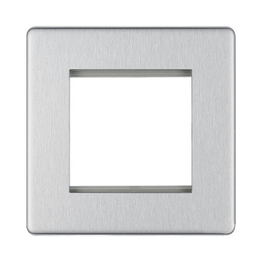 Front view of BG Nexus Screwless Brushed Steel 2G Euro Plate