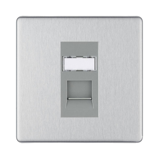 BG Nexus Screwless Brushed Steel RJ45 Cat6 Data Outlet FBSRJ4516G