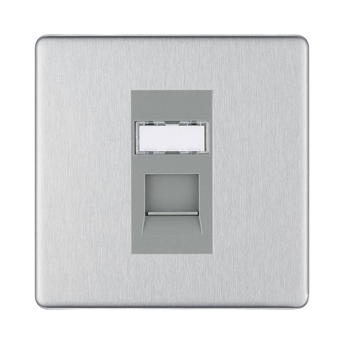 BG Nexus Screwless Brushed Steel RJ45 Cat6 Data Outlet FBSRJ4516G