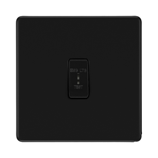 BG Flatplate Screwless Matt Black Emergency Key Switch FFB12EL