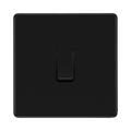 Front view of BG Flatplate Screwless Matt Black Intermediate Light Switch