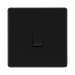 Front view of BG Flatplate Screwless Matt Black Intermediate Light Switch