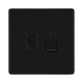 Front view of BG Flatplate Screwless Matt Black Fused Fan Isolator Switch