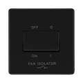 Front view of BG Flatplate Screwless Matt Black Fan Isolator Switch