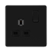 Front view of BG Flatplate Screwless Matt Black 13A Single Socket