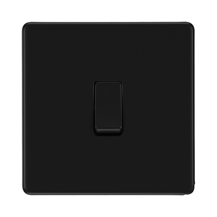 BG Flatplate Screwless Matt Black 20A Double Pole Switch FFB30