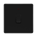 Front view of BG Flatplate Screwless Matt Black 20A Double Pole Switch with Neon