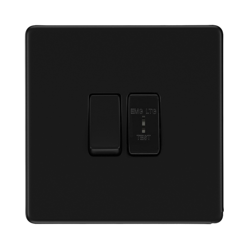 BG Flatplate Screwless Matt Black 2W & Emergency Key Switch FFB42EL