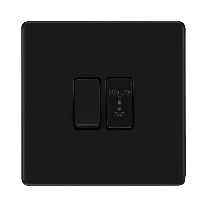 BG Flatplate Screwless Matt Black 2W & Emergency Key Switch FFB42EL