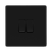 Front view of BG Flatplate Screwless Matt Black 2G 2W Light Switch