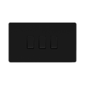 BG Flatplate Screwless Matt Black 3G 2W Light Switch FFB432