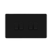 Front view of BG Flatplate Screwless Matt Black 4G 2W Light Switch
