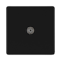 Front view of BG Flatplate Screwless Matt Black Co-axial Socket