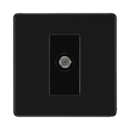 Front view of BG Flatplate Screwless Matt Black Satellite Socket