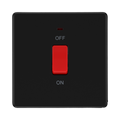Front view of BG Flatplate Screwless Matt Black 45A Cooker Switch